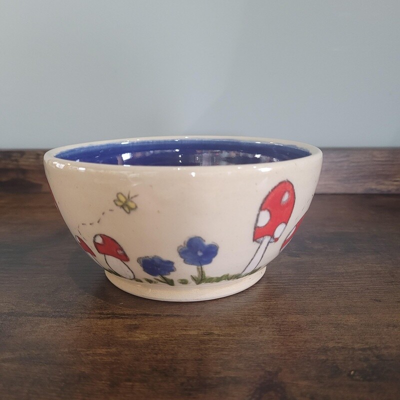 Mushroom bowl - Blue - white stoneware