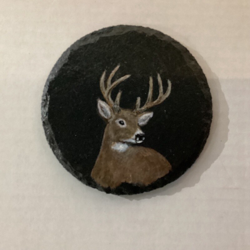 Deer painting on Coaster Slate