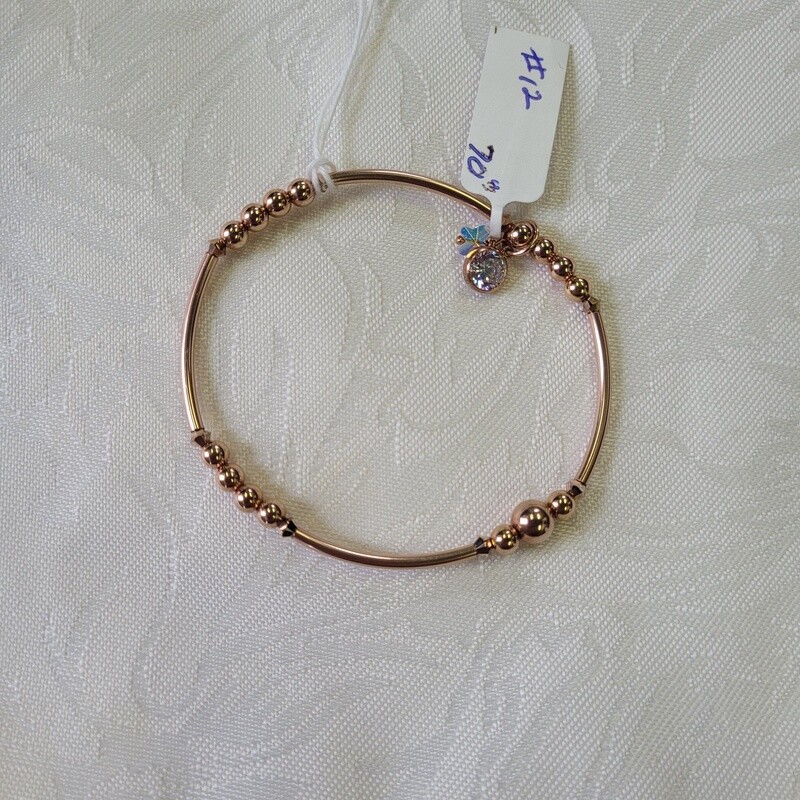 Bracelet 14kt Or rose doublé sur élastique 14Kt - Rose gold filled bracelet