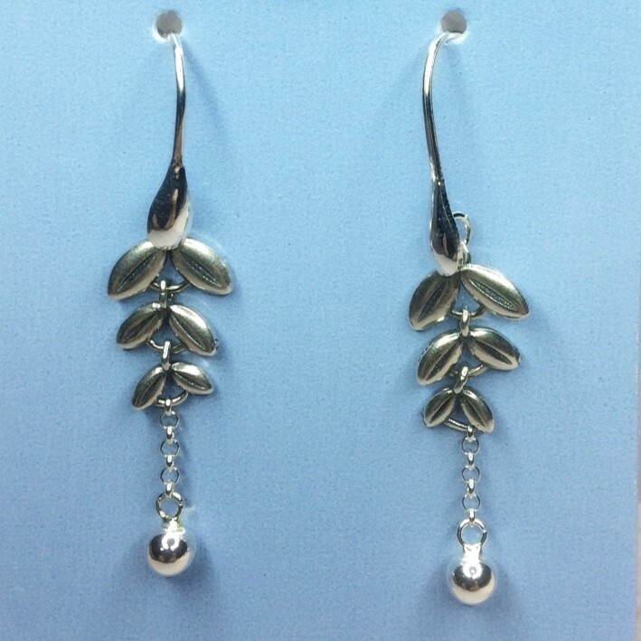Boucles Feuilles et Billes - Leaves and beads earrings