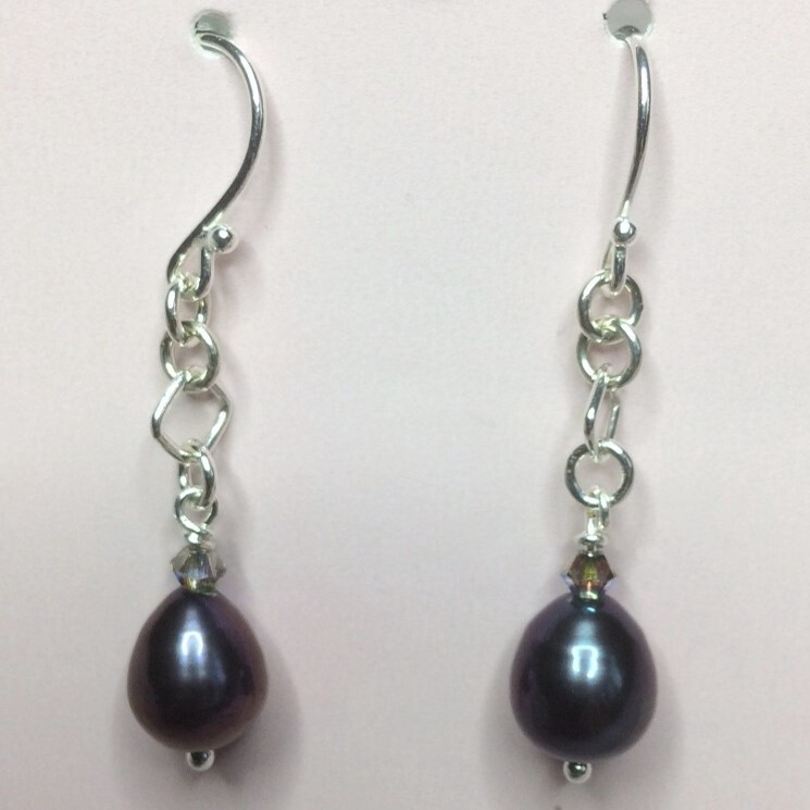 Boucles d'oreilles Perles d'eau douce Peacock Fresh Water Pearl earrings