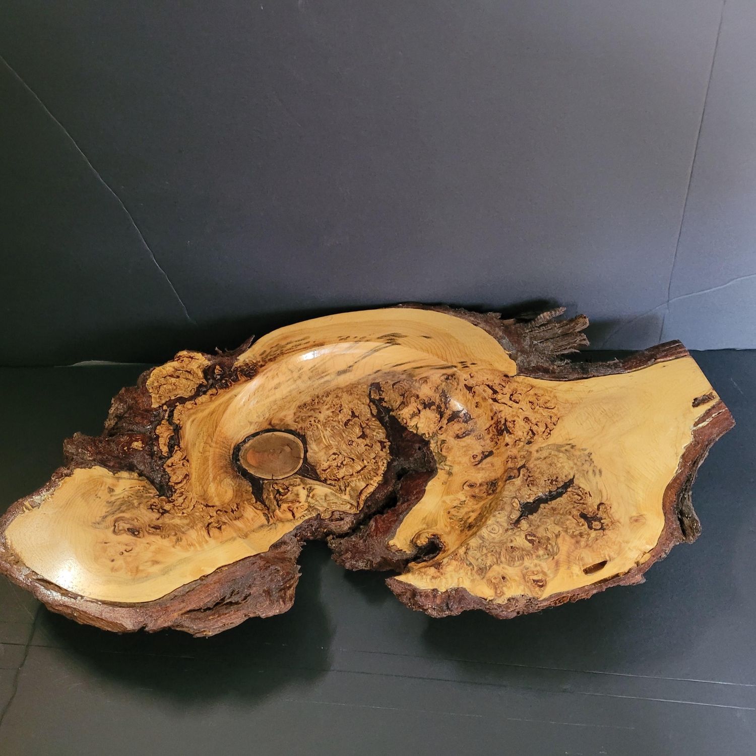 Cedar burl flat bowl