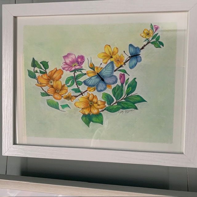 Flowers with Blue Butterfly