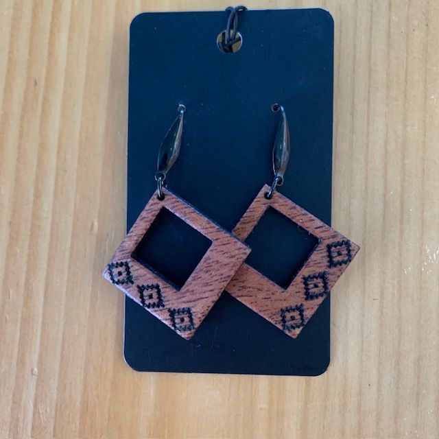 Earrings Mahogany and Black Stainless