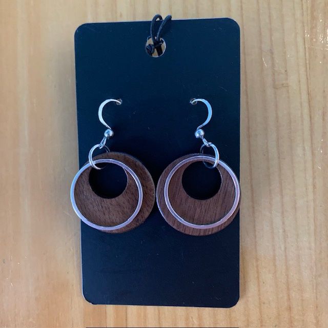 Earrings 2 walnut and stainless steel
