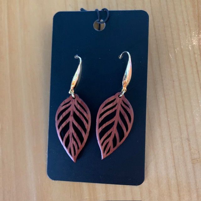 Earrings Padauk wood, 24K Gold Plated