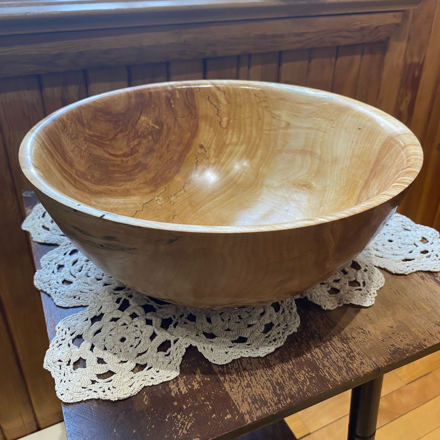 Large white birch bowl