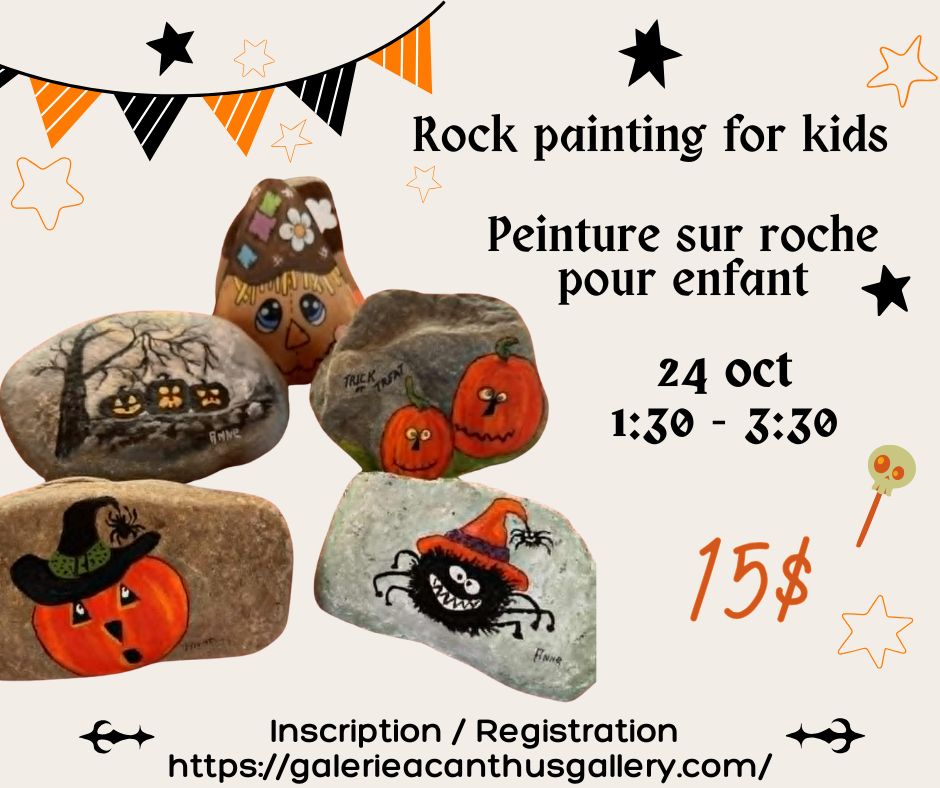 Hallowen rock painting Workshop with Anne Laforge