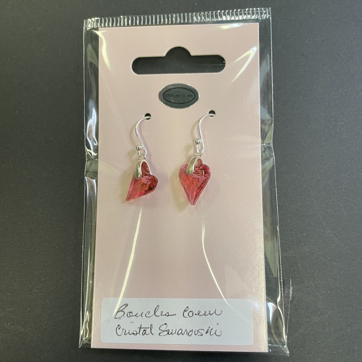 Indian rose Swarovski crystal heart earrings