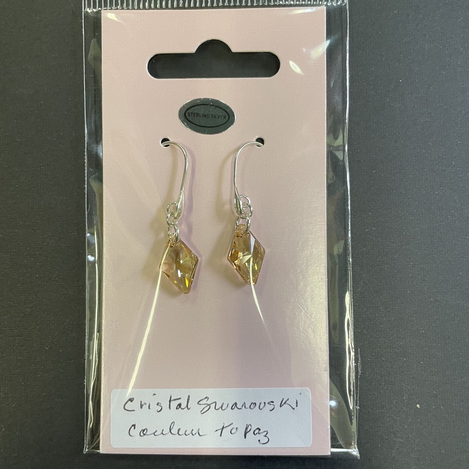 Swarovski crystal topaz diamond earrings