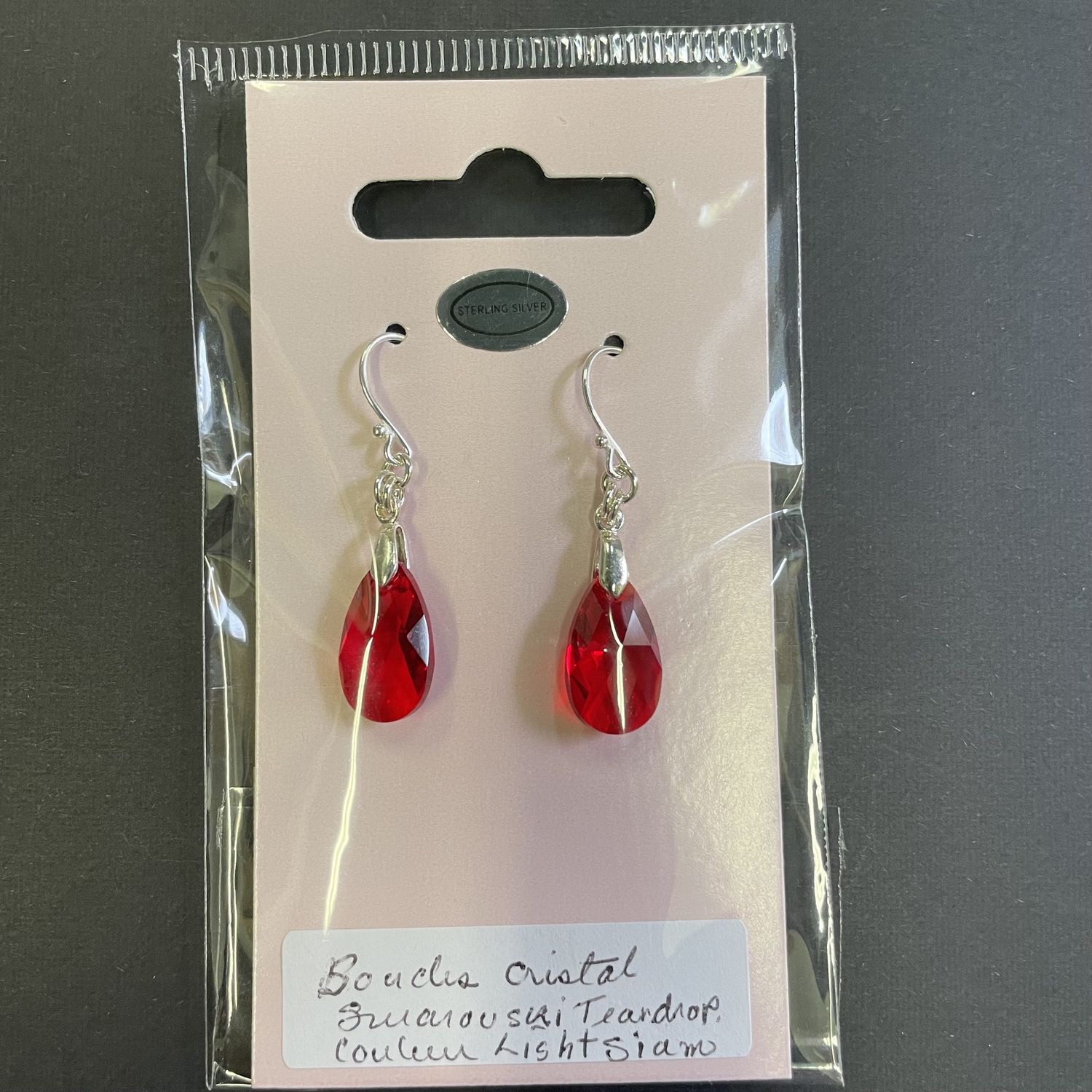 Teardrop cristal swarovski light siam earrings