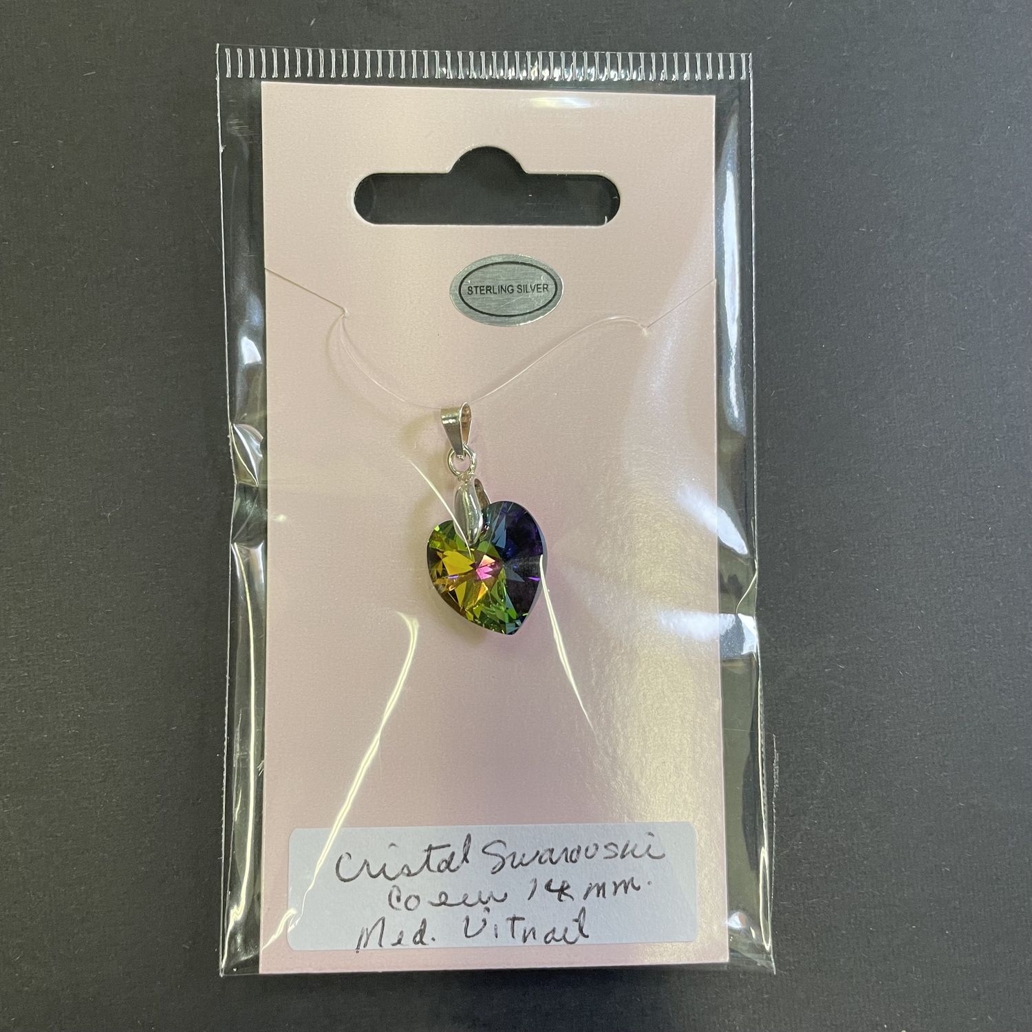 14 mm Medium stained glass crystal heart pendant