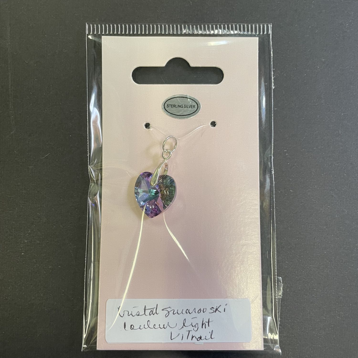 14 mm light stained glass Swarovski crystal heart pendant