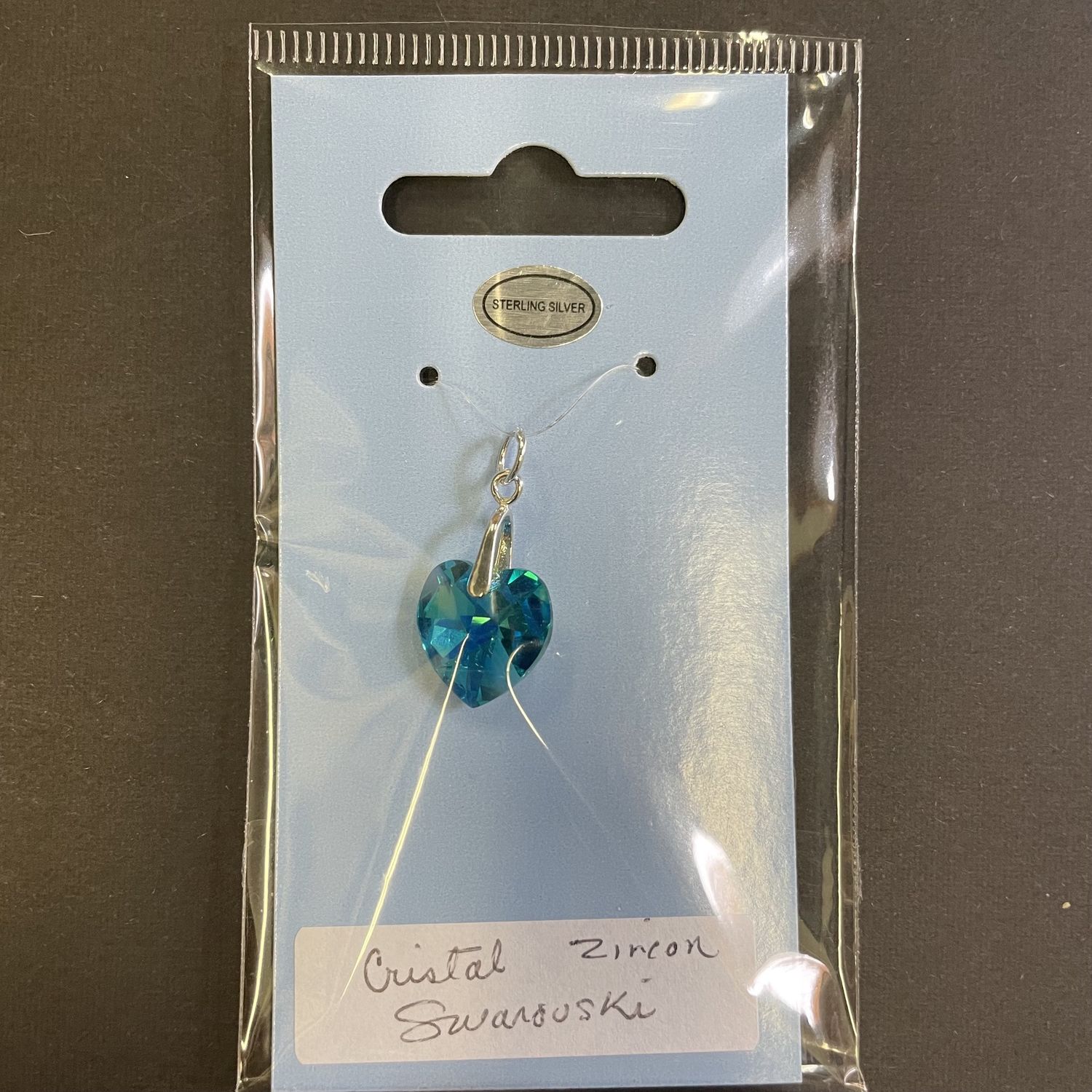 14 mm zircon-colored Swarovski crystal heart pendant