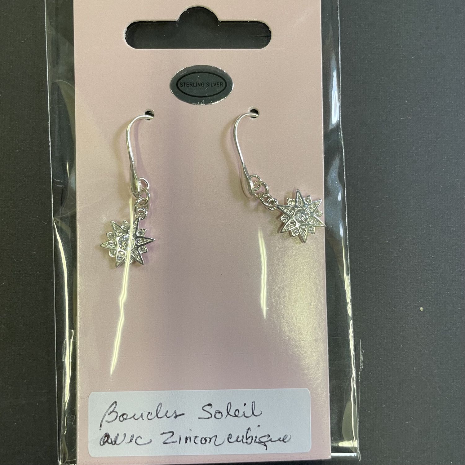 Sun earrings with cubic zirconia