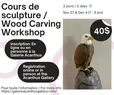 Bald Eagle Wood Carving Workshop with Joël Couturier
