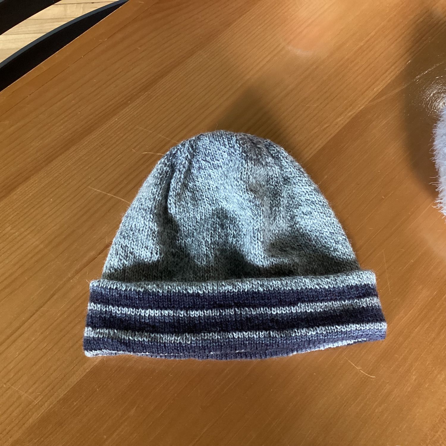 Knitted Reversible Toque Grey/Blue
