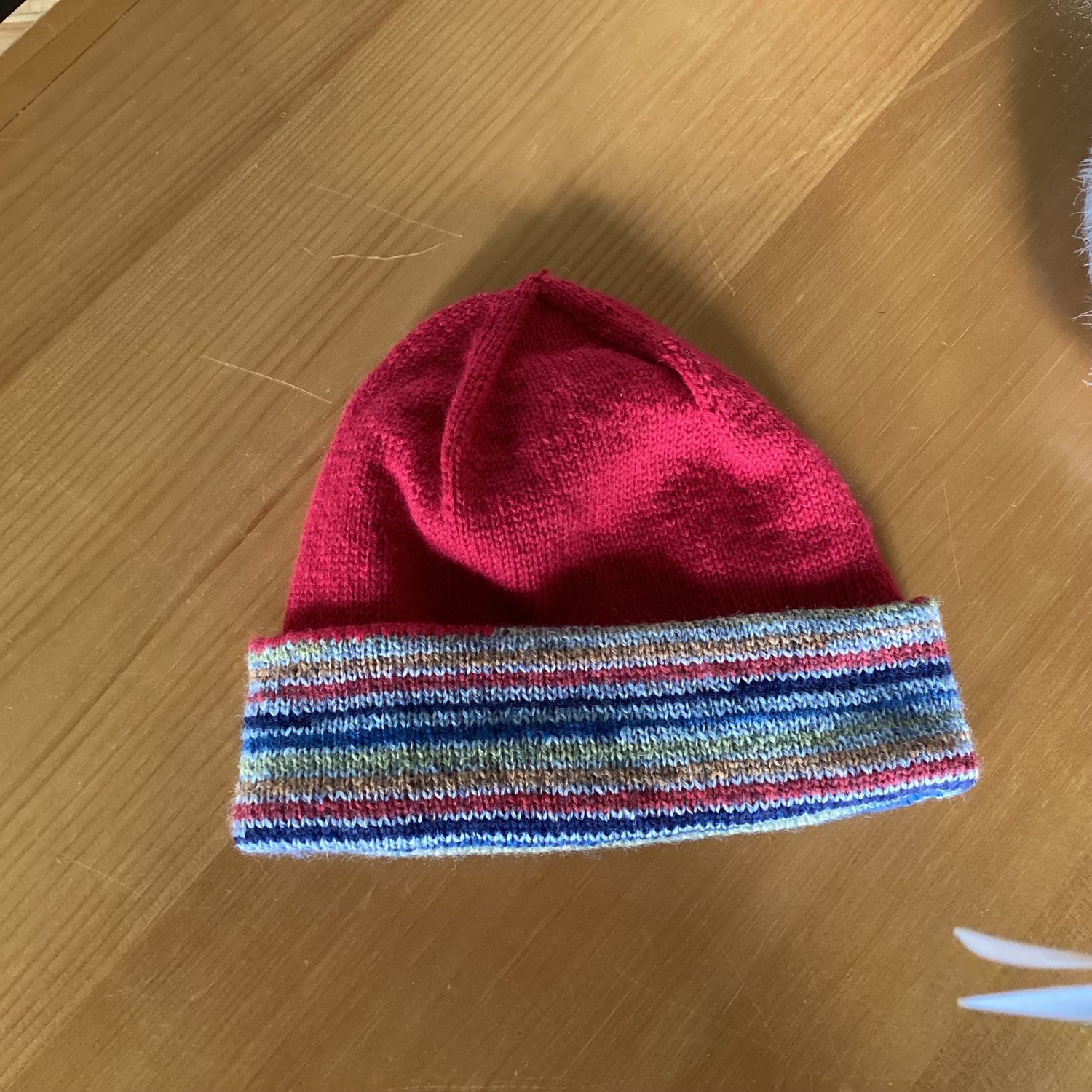 Knitted Reversible Toque Multi/Red
