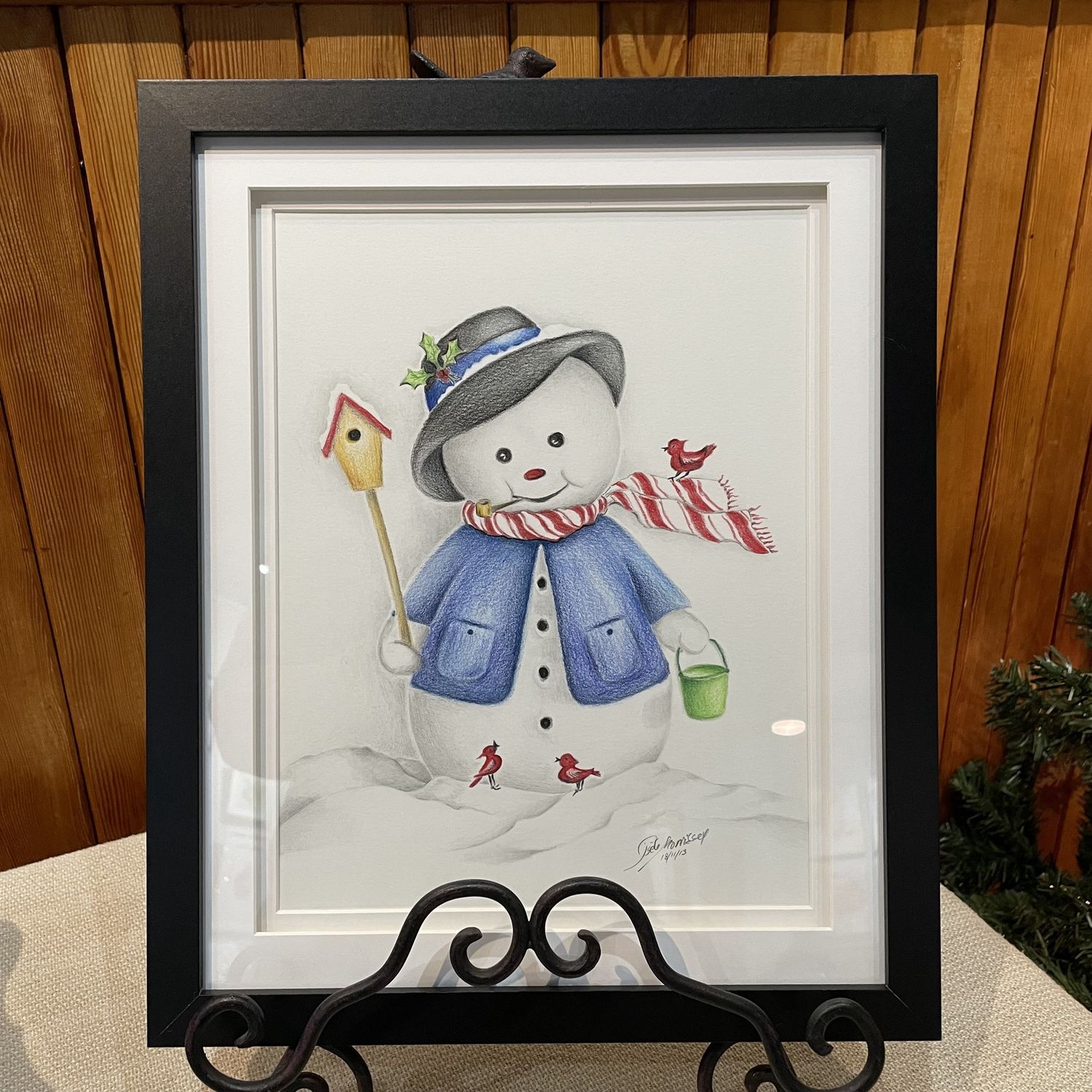 Snowman with birdies