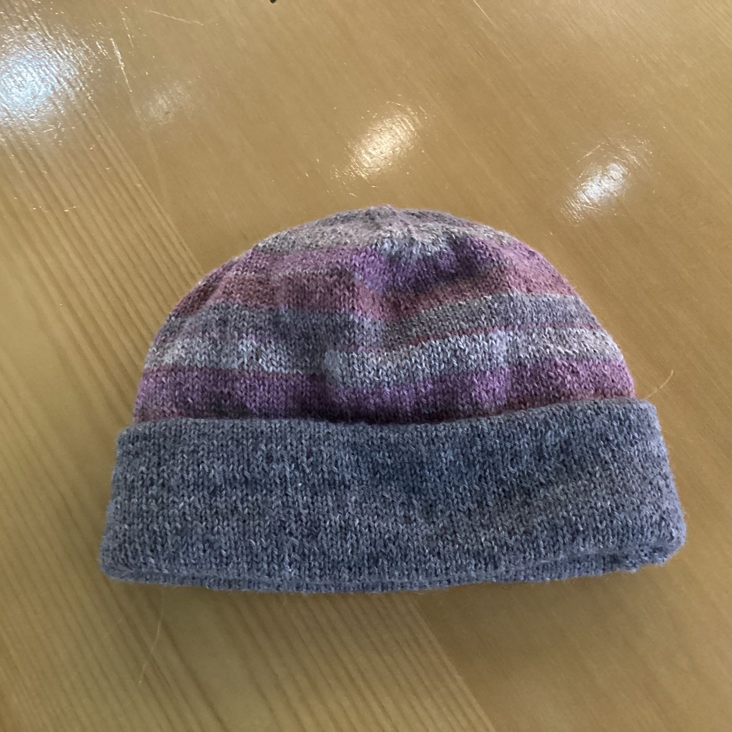Knitted Reversible Toque Taupe/Pink