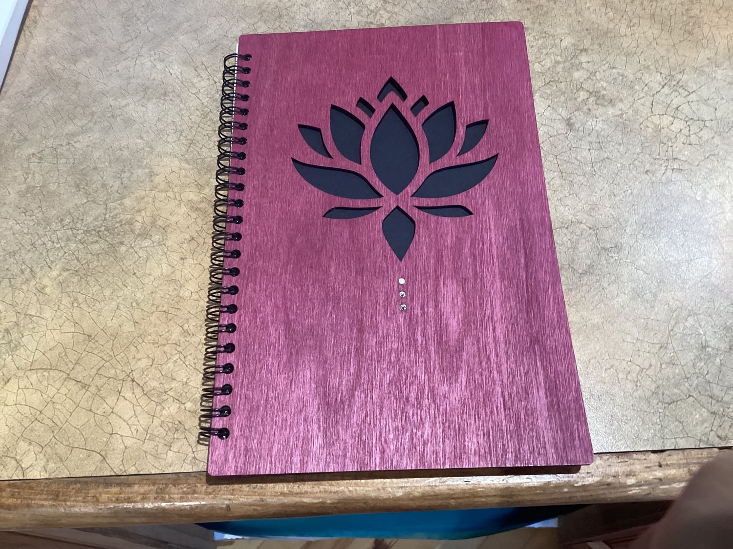 Laser Cut Wood Cover Notebook Lotus