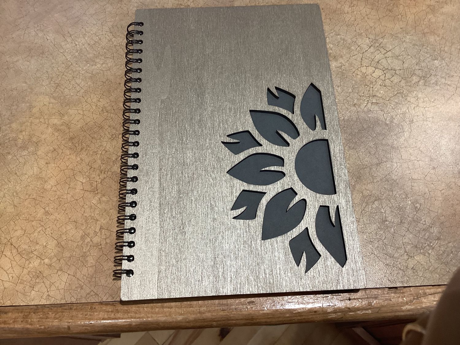 Laser Cut Wood Cover Notebook Sunflower
