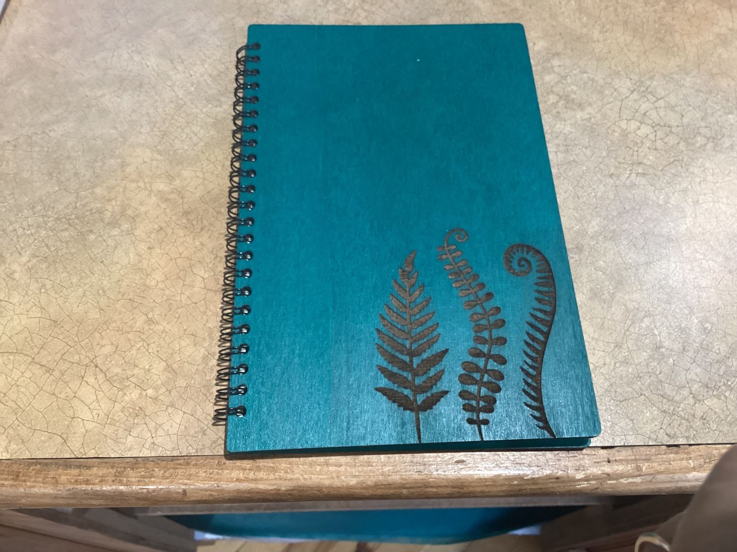 Laser Embossed Wood Cover Notebook Ferns
