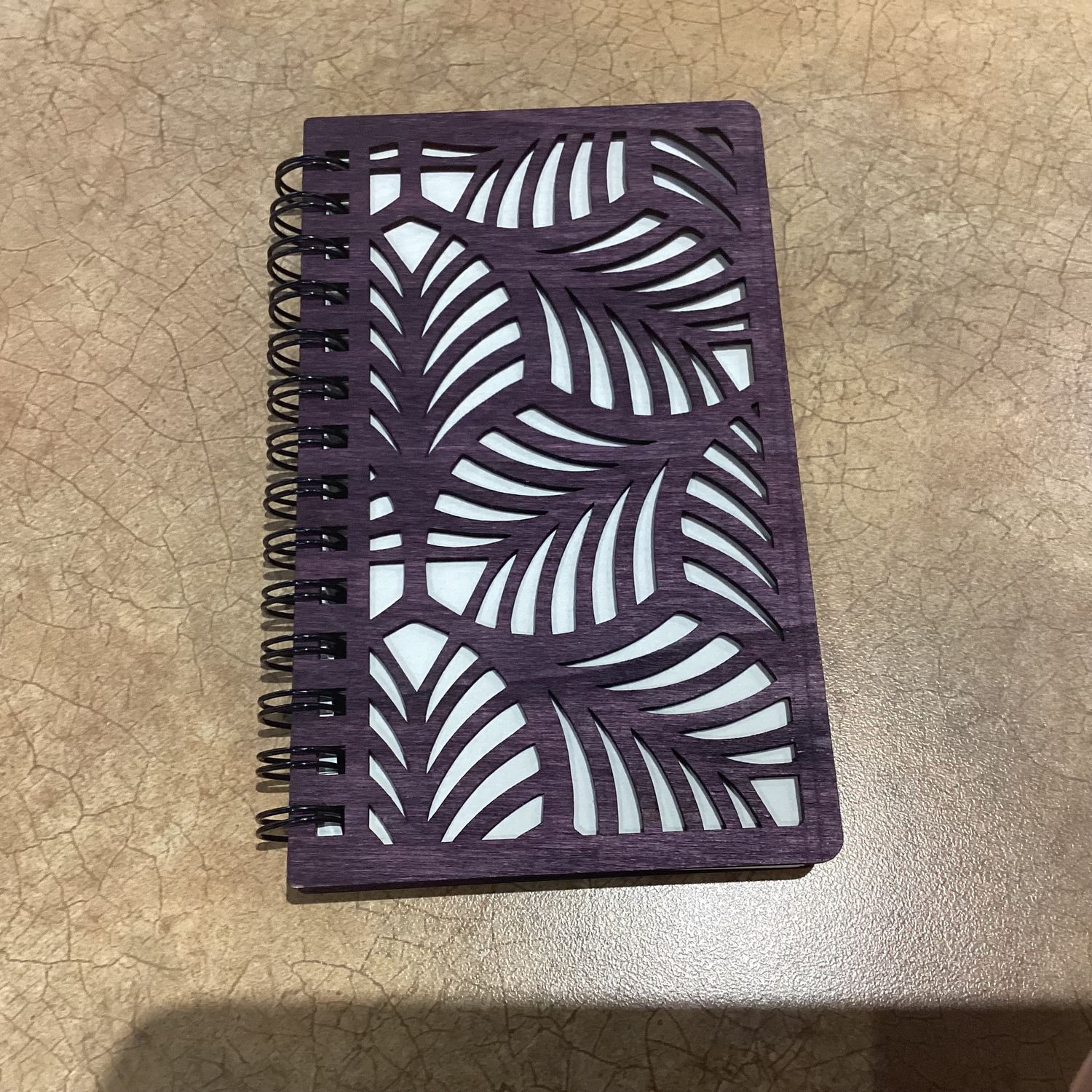 Purple Wood Coer Laser Cut Notebook