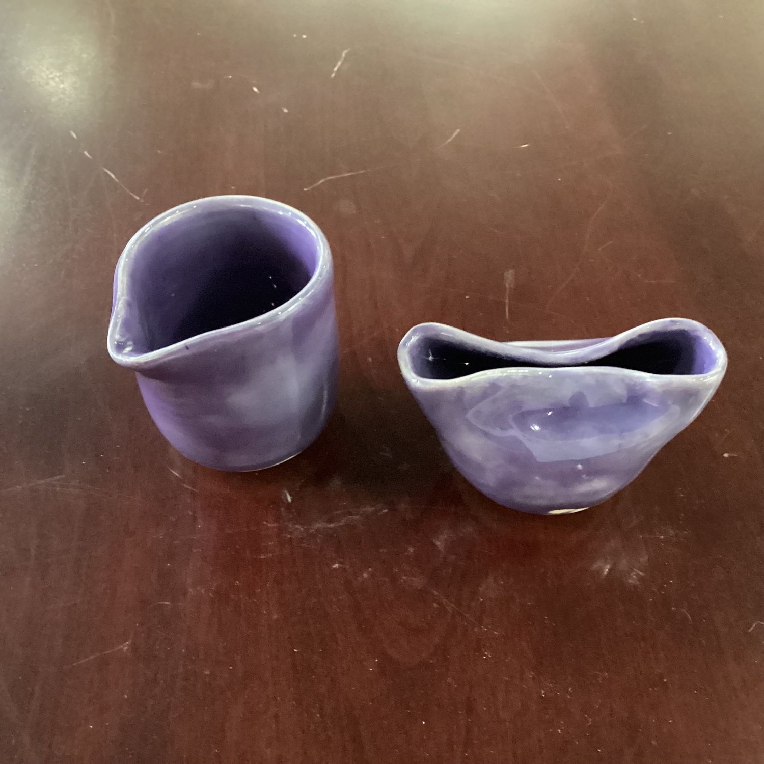 Purple Pottery Sugar &amp; Creamer Set