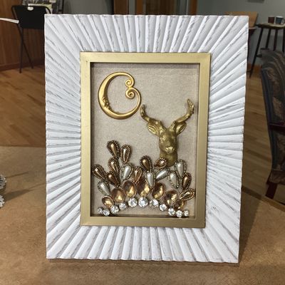 Deer Collage in White Frame