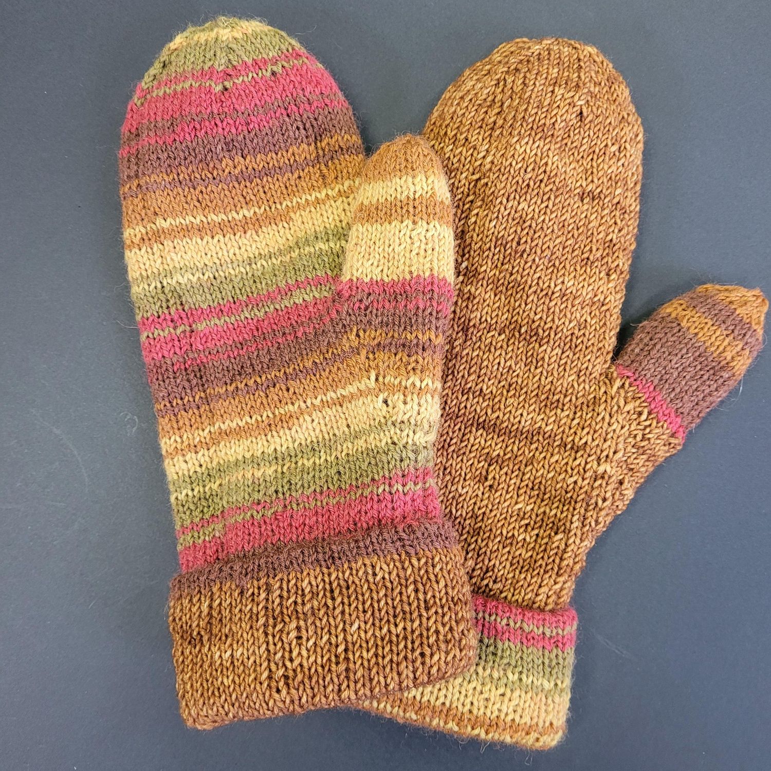 Reversible Knitted Mittens - Earth tones