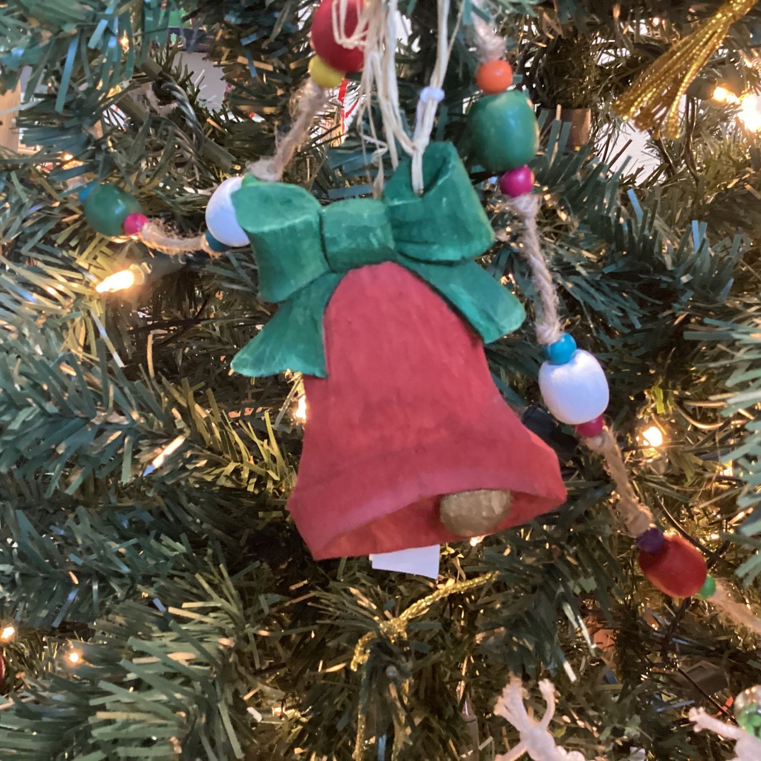 Carved Wooden Ornament - Bell