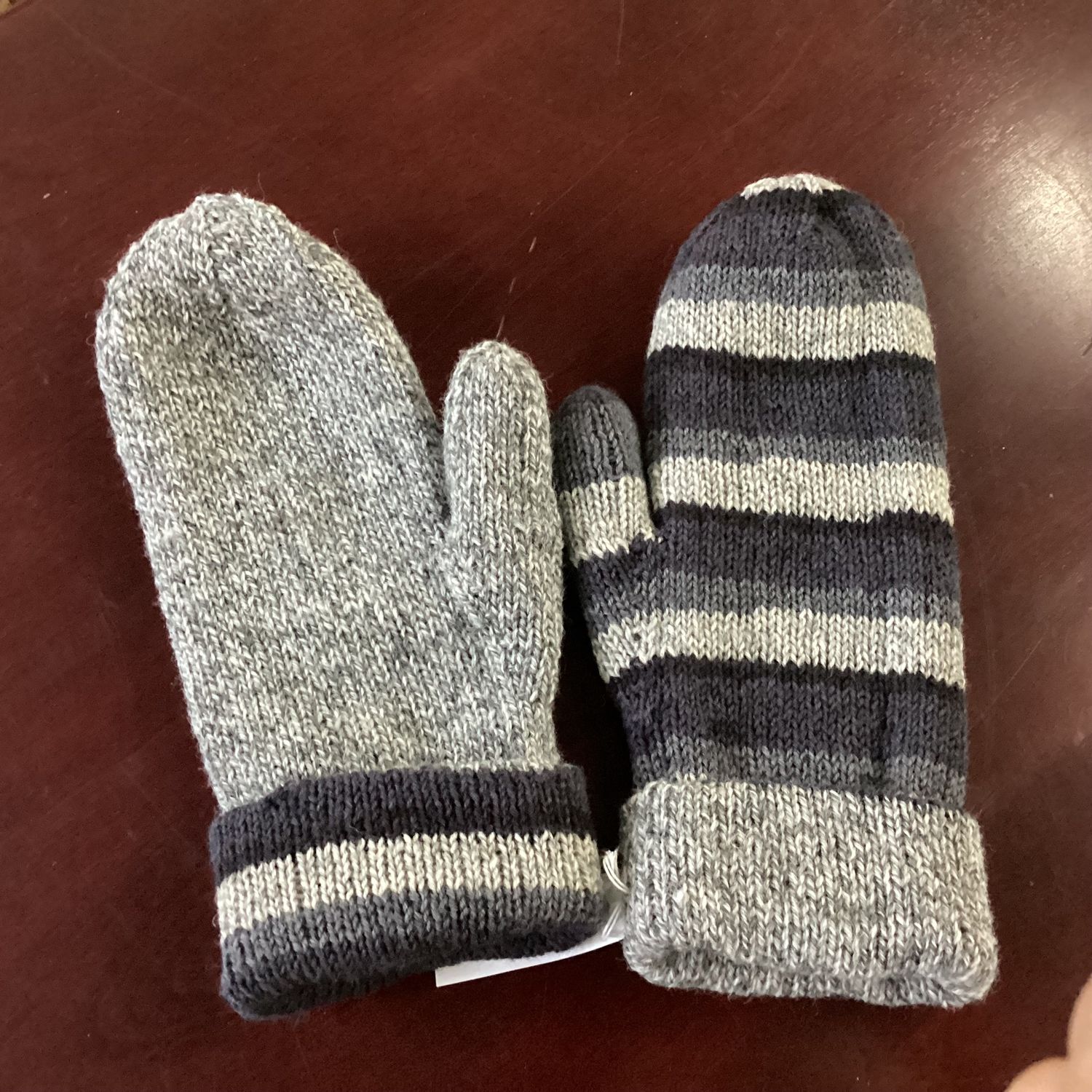 Reversible Double Mittens - Blue/Grey