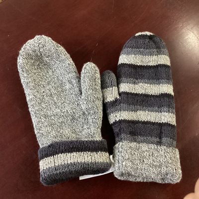 Reversible Double Mittens - Blue/Grey