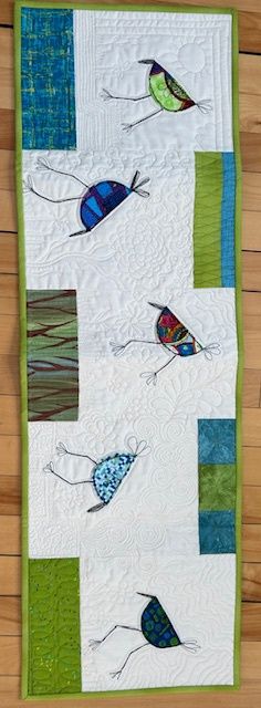 Wonkey Birds Quilted Table Runner