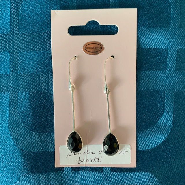 Earrings black onyx facetted