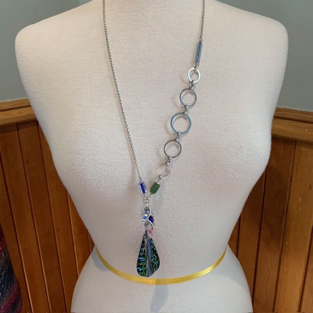 Collier verre soufflé et anneaux