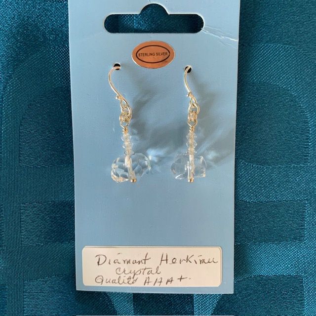 Earrings Diamond Herkimer and Swarovski crystals