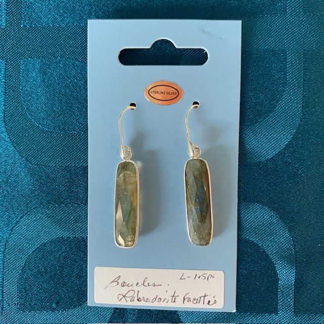 Earrings with facetted Labradorite
