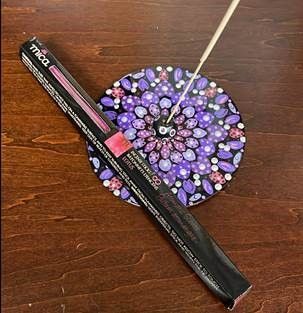 Incense burner - dot painting, Color / Couleur: Purple 1/Violet 1