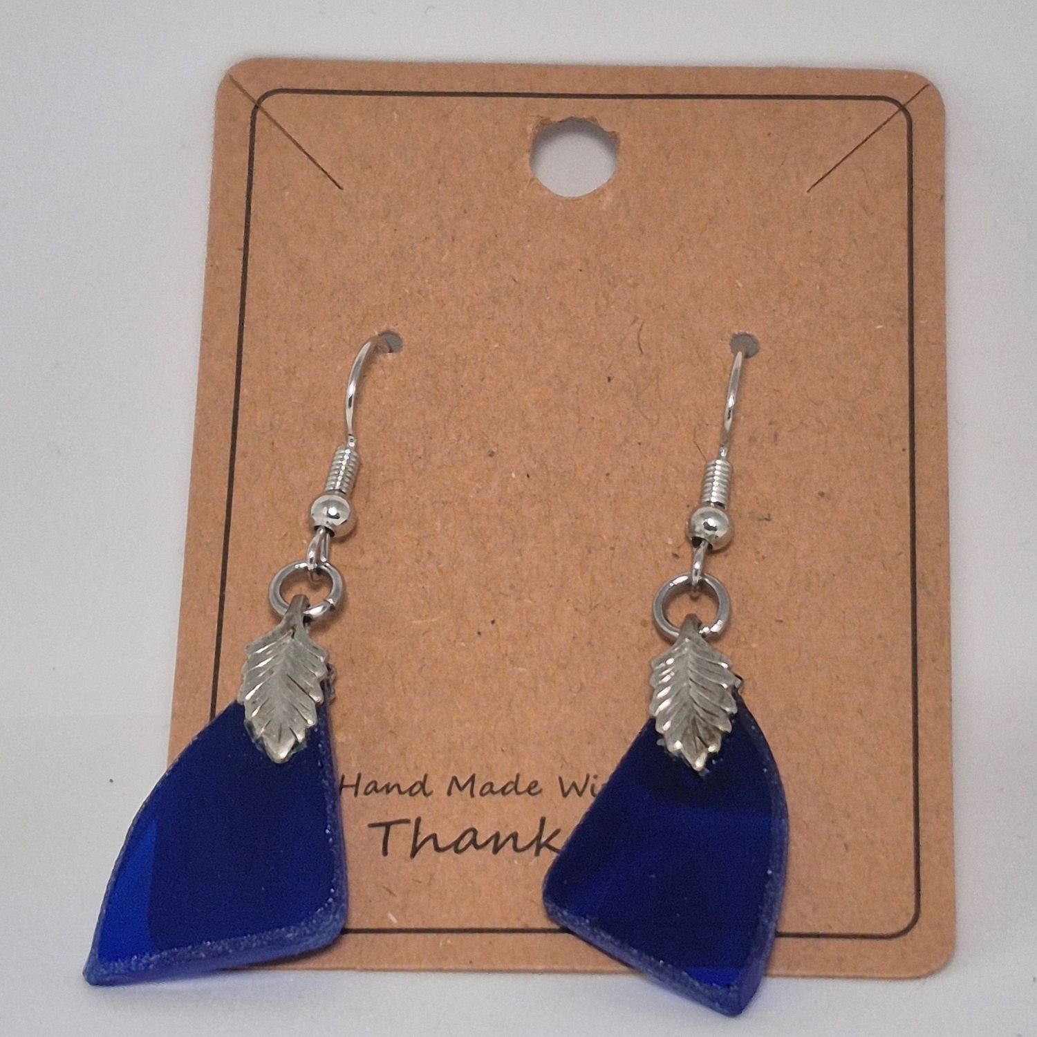 Blue stained glass earrings