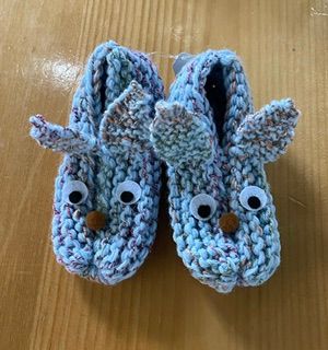 Blue and multicolor kids slippers