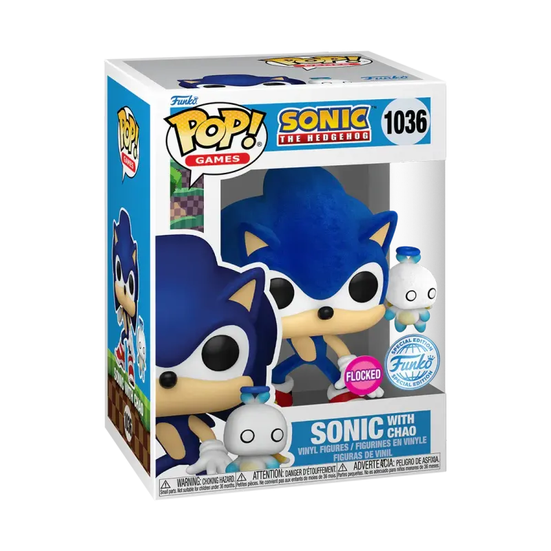 Sonic The Hedgehog : Ct1140 Sonic With Hero Chao Flocked SEF 1036