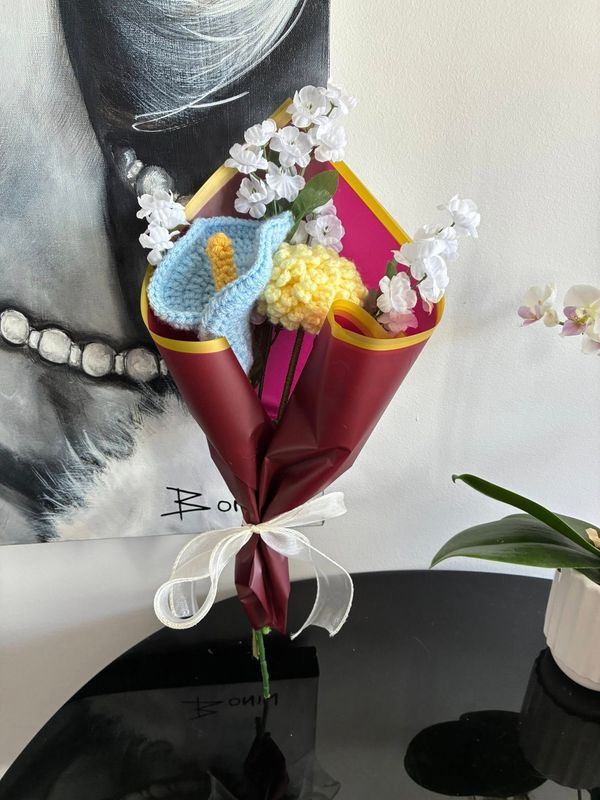 Crochet Fleur Bleu Et Jaune