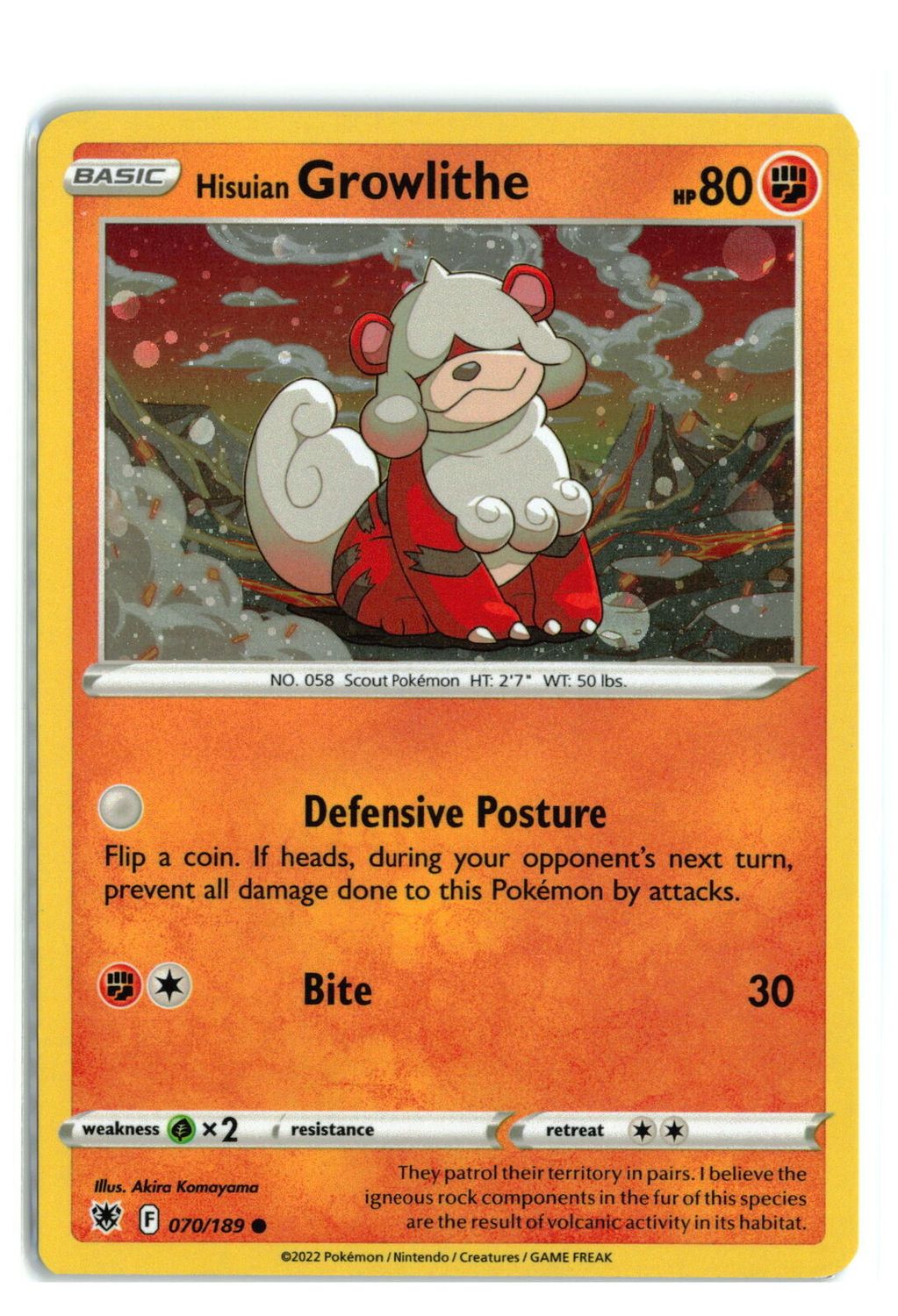 *L116 Hisuian Growlithe 070/189 NM