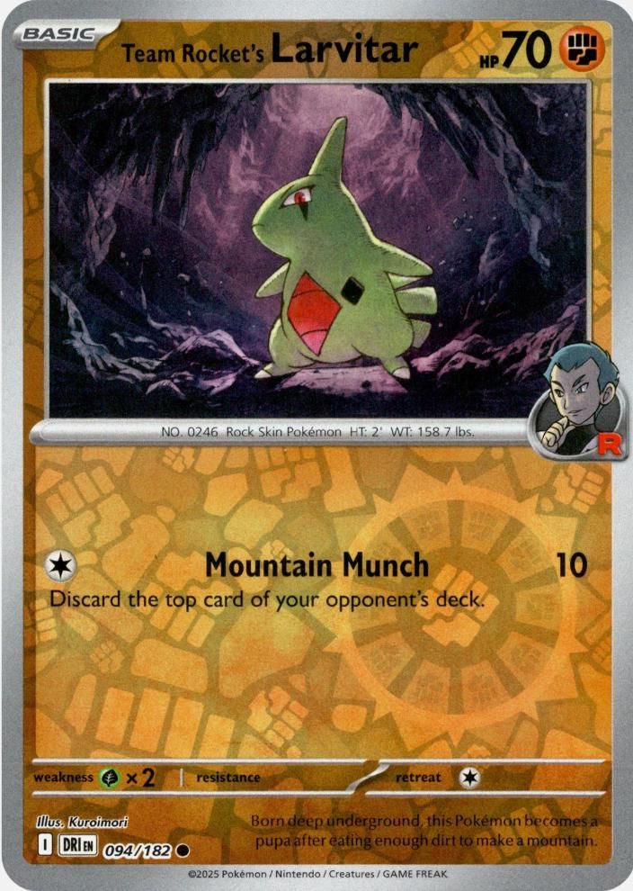 *V24 Team Rocket's Larvitar (Reverse Holo) 094/182 NM