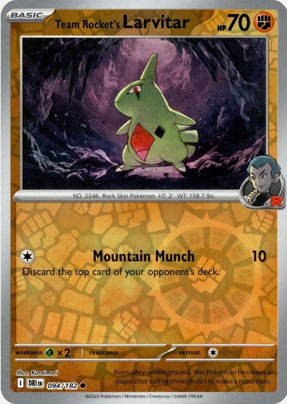 *V24 Team Rocket&#39;s Larvitar (Reverse Holo) 094/182 NM