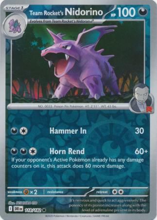 *V17 Team Rocket&#39;s Nidorino (Reverse Holo) 118/182 NM