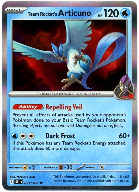 *V4 Team Rocket&#39;s Articuno 051/182 NM