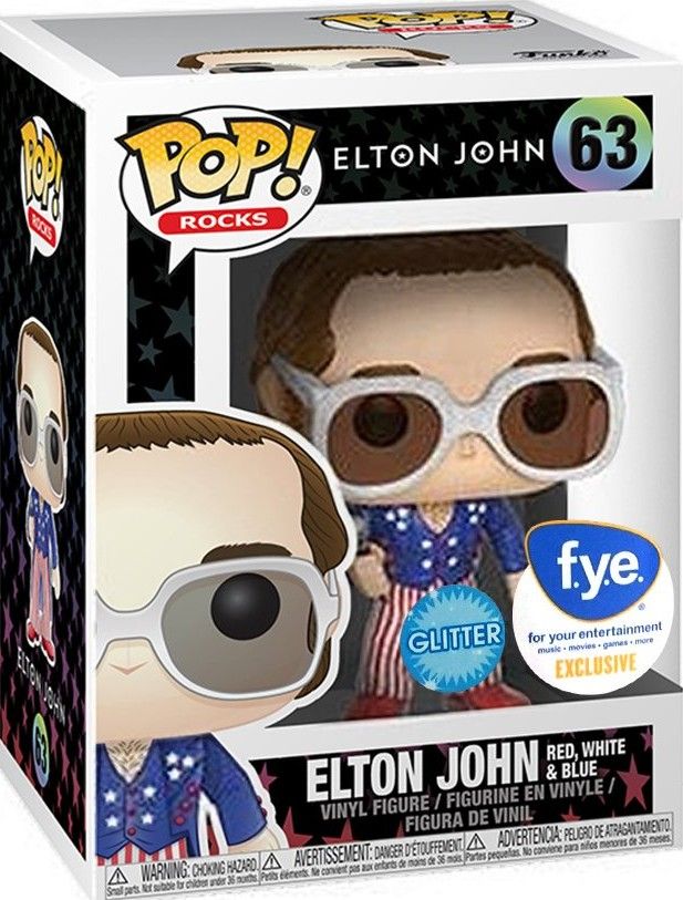 Qp36 Elton John Red, White &amp; Blue Glitter F.Y.E. 63